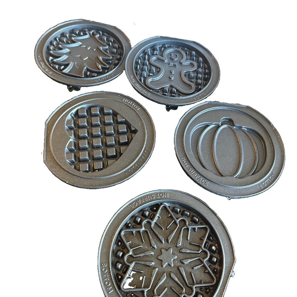 Dash MultiMaker Mini Holiday Waffle Plates 5pc Snowflake Tree Pumpkin Heart